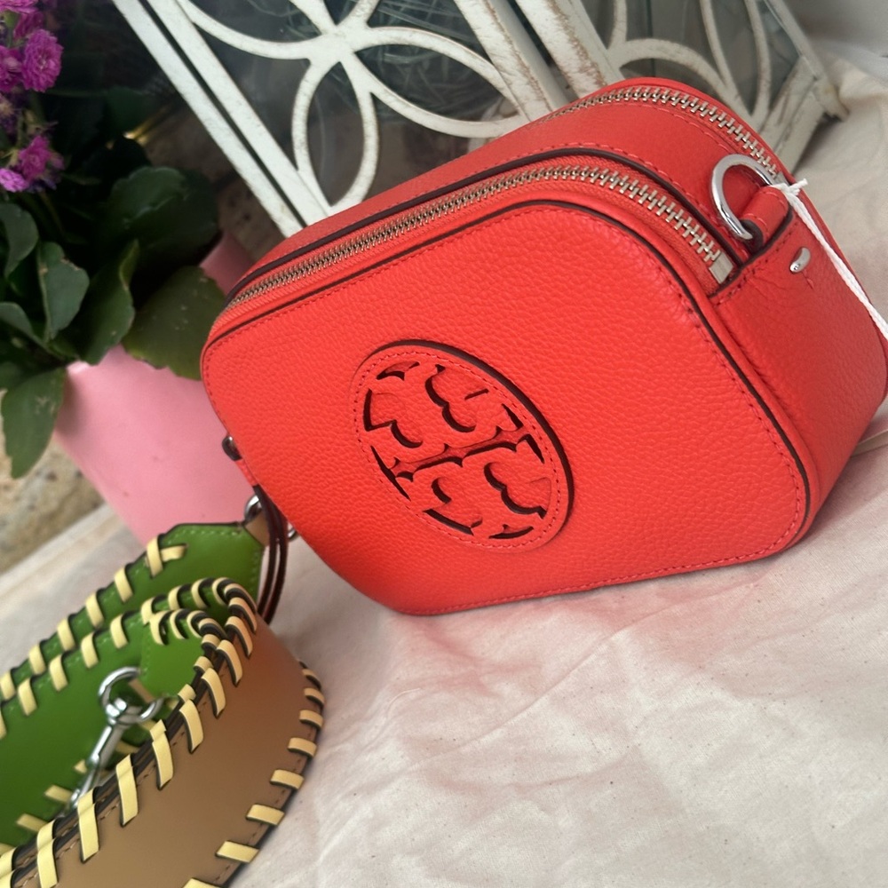 AUTH NWT Tory Burch Miller Logo Mini Pebbled Leather CrossBody Bag-Poppy… - Picture 4 of 9